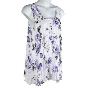 Papa Vancouver Womens S Purple Floral Sleeveless Shift Easter Dress Linen Blend
